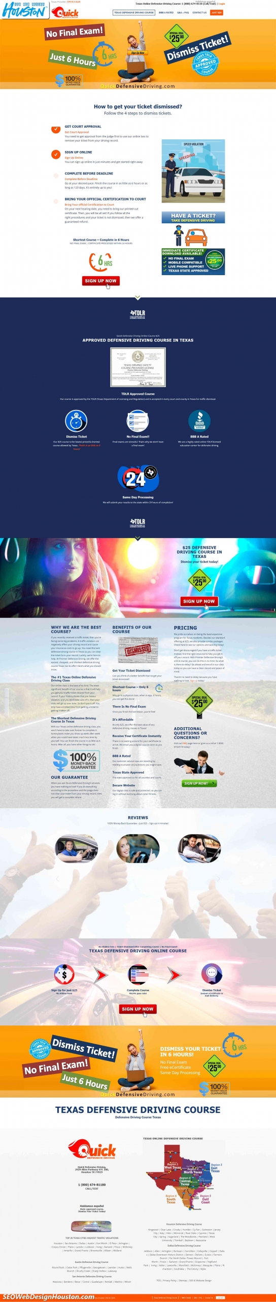 Houston SEO & Houston Website Designers - Customer Designed QuickDefensiveDriving.com