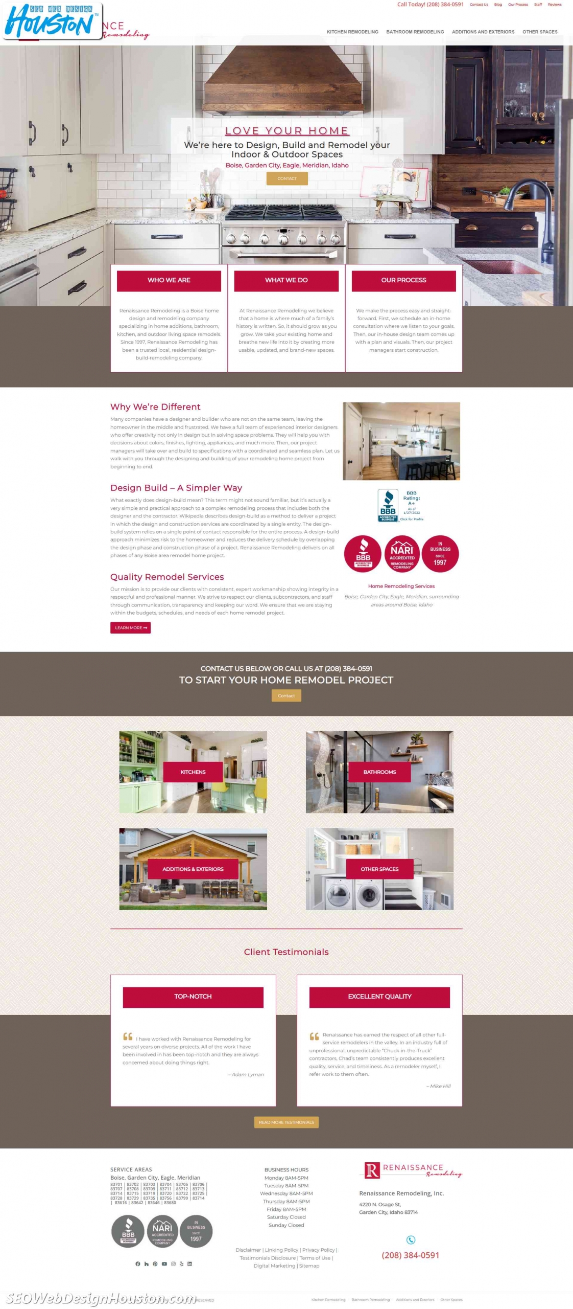 Houston SEO & Houston Website Designers - Customer Designed RemodelBoise.com
